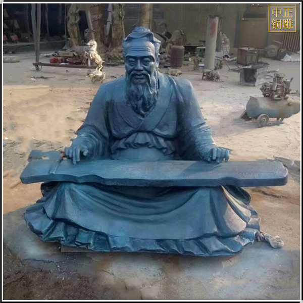 孔子撫琴銅雕塑